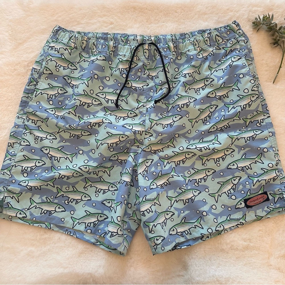 Vineyard Vines | EUC - Chappy Swim Trunks - Blue Fish Print - Size XL